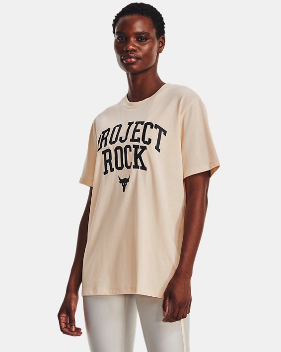 Women's Project Rock Heavyweight Campus T-Shirt, Orange, pdpMainDesktop image number 0